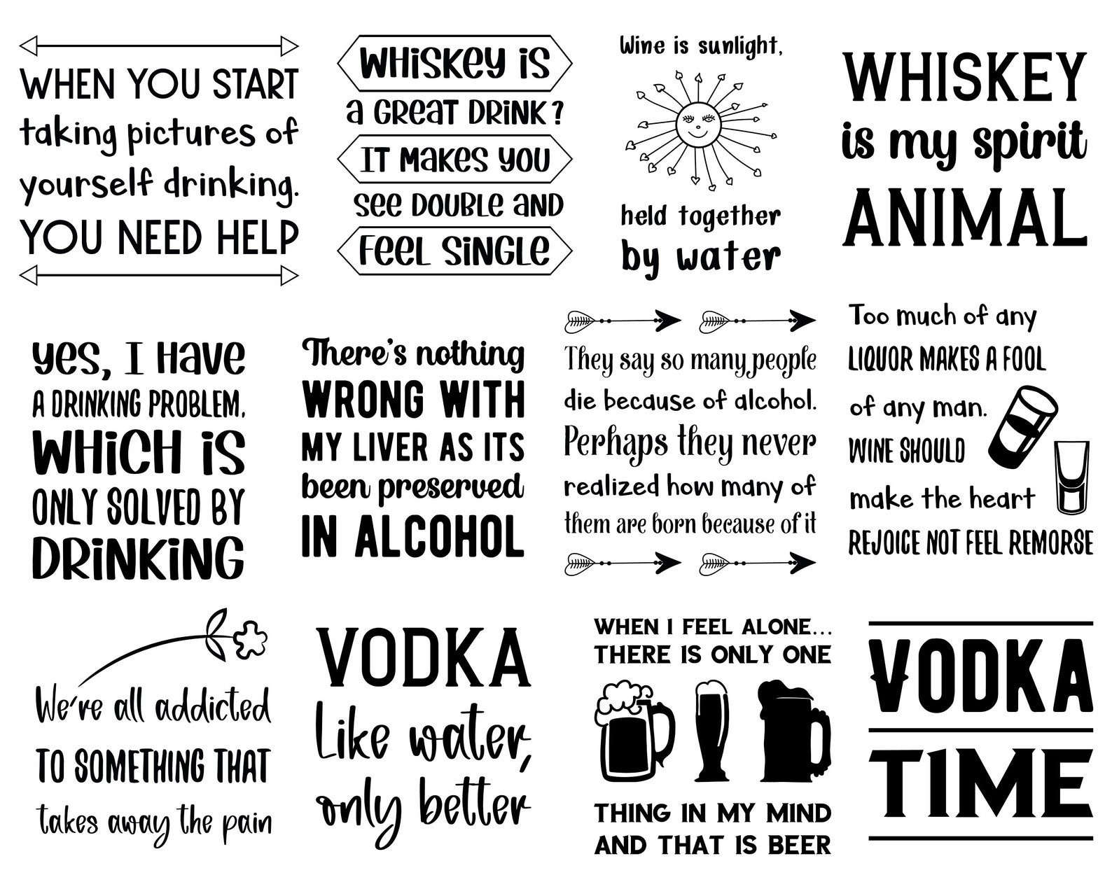 100 Funny Alcohol SVG Quotes. Drink Beer Wine Vodka & Etsy