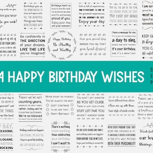 24 deseos para cumpleaños, amigos y familiares, conjunto de frases de feliz cumpleaños, SVG, png, dxf, EPS10, jpeg. Cortar archivos, uso comercial