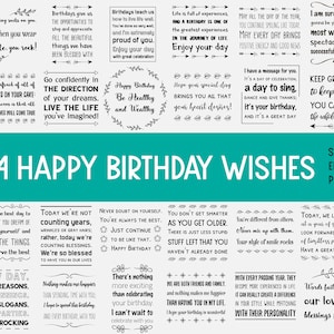 24 Wishes for Birthday, Friends and Family, Happy Birthday Quotes Sayings set Bundle, SVG, png, dxf, EPS10, jpeg. Cut files, commercial use