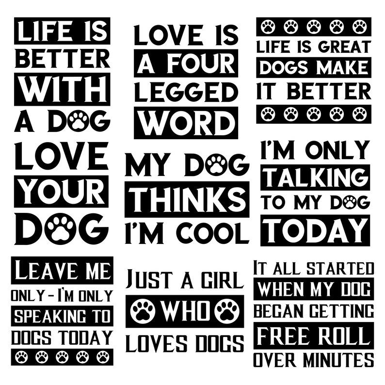 62 Dog Sayings SVG. Dogs Quotes, Funny Pets Quotes Bundle. Dogs and