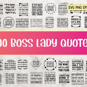 100 Boss Lady SVG Quotes. Girl power. Bossy woman, Female, Ladies, Girls Funny Sayings set Bundle collection, SVG, png, dxf, EPS10