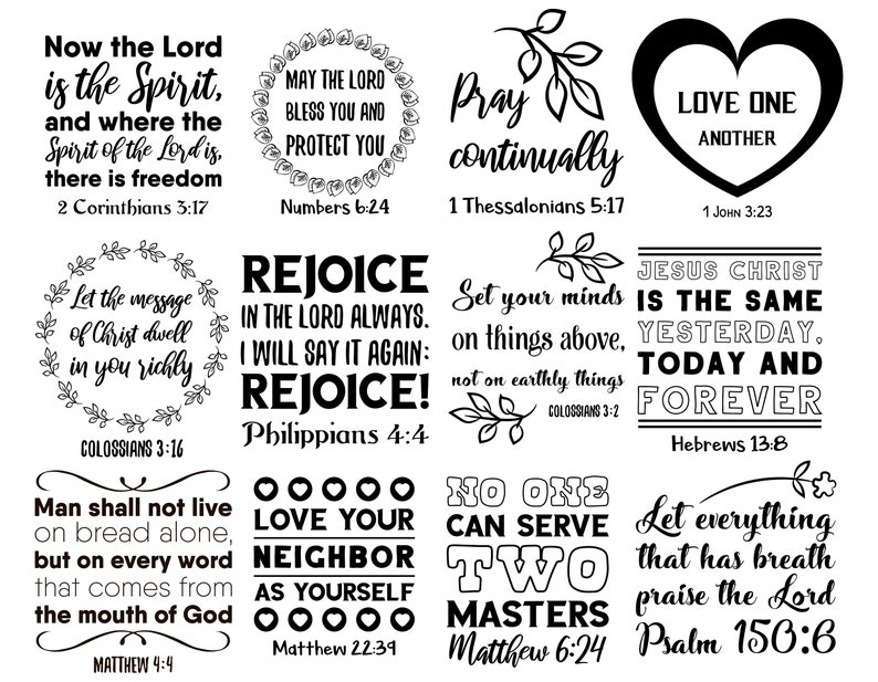 102 SVG Scripture Christian Sayings Bible Verses Quotes Set - Etsy
