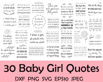 30 Baby Girl, Daughter kids Children quotes, Newborn nursery, SVG Quotes Sayings set Bundle, SVG, png, dxf, EPS10, jpeg format. Cut files