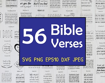 56 SVG Scripture Christian Sayings Bible Verses Quotes Set Bundle Jesus, SVG, png, dxf EPS10 jpeg files format for crafters. Commercial use