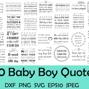 30 Baby Boy, Son kids Citazioni per bambini, Nursery neonato, SVG Quotes Detti set Bundle, SVG, png, dxf, EPS10, formato di stampa jpeg. Taglia file