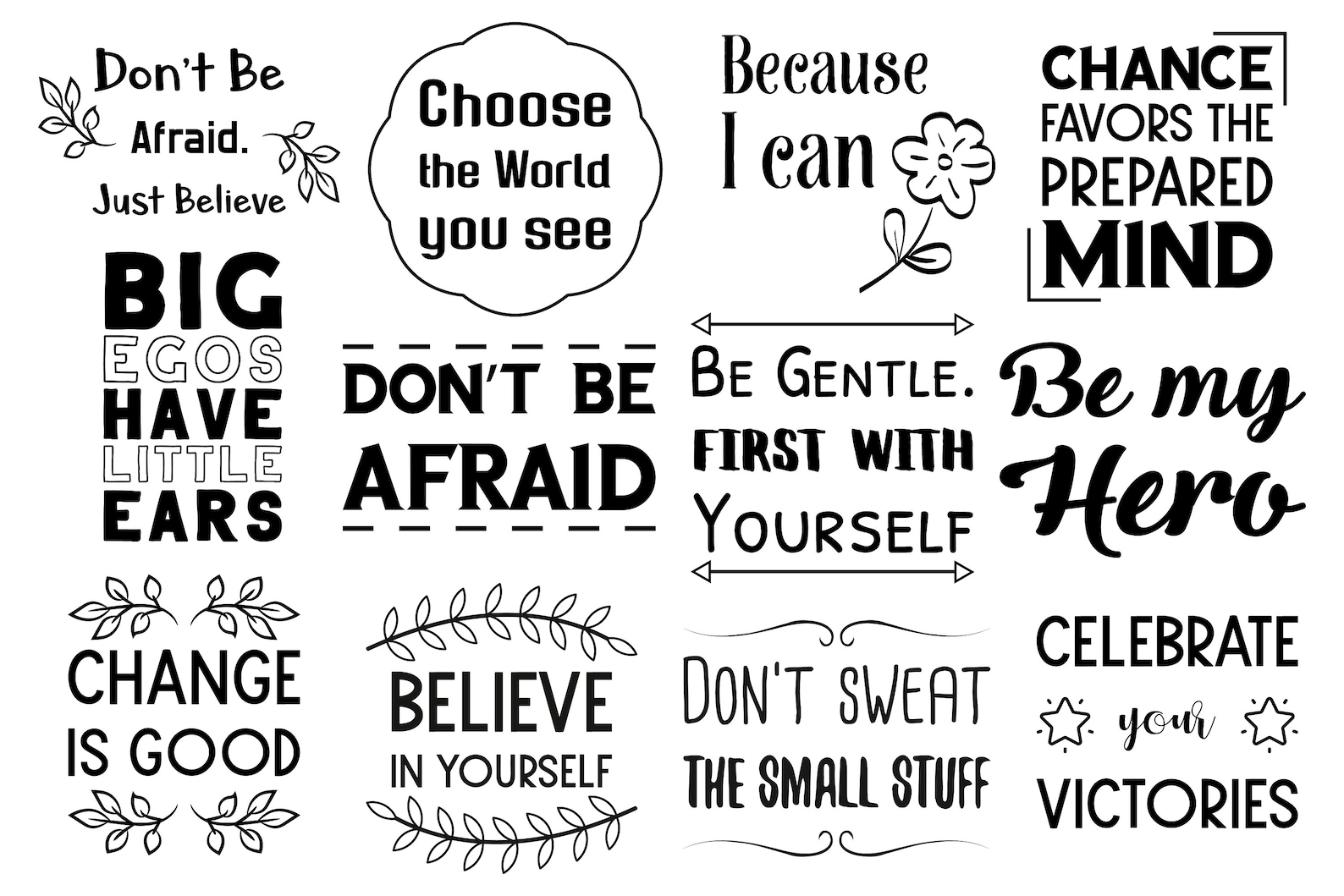 108 SVG Short Quotes Inspirational Motivational Empowering - Etsy