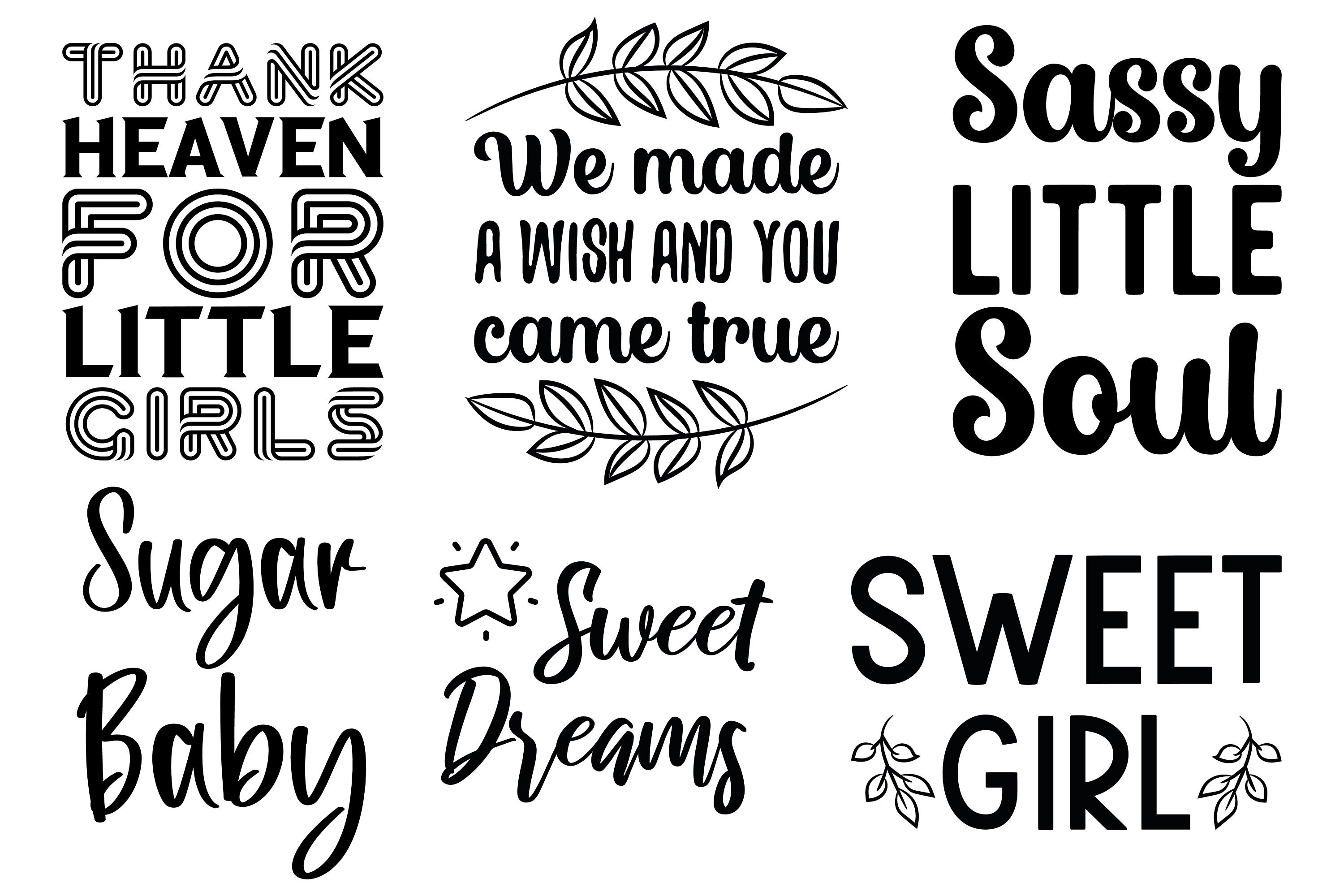 30 Baby Girl Nursery Svg Quotes. Daughter, Kids Children Quotes, Newborn Sayings Set Bundle, SVG