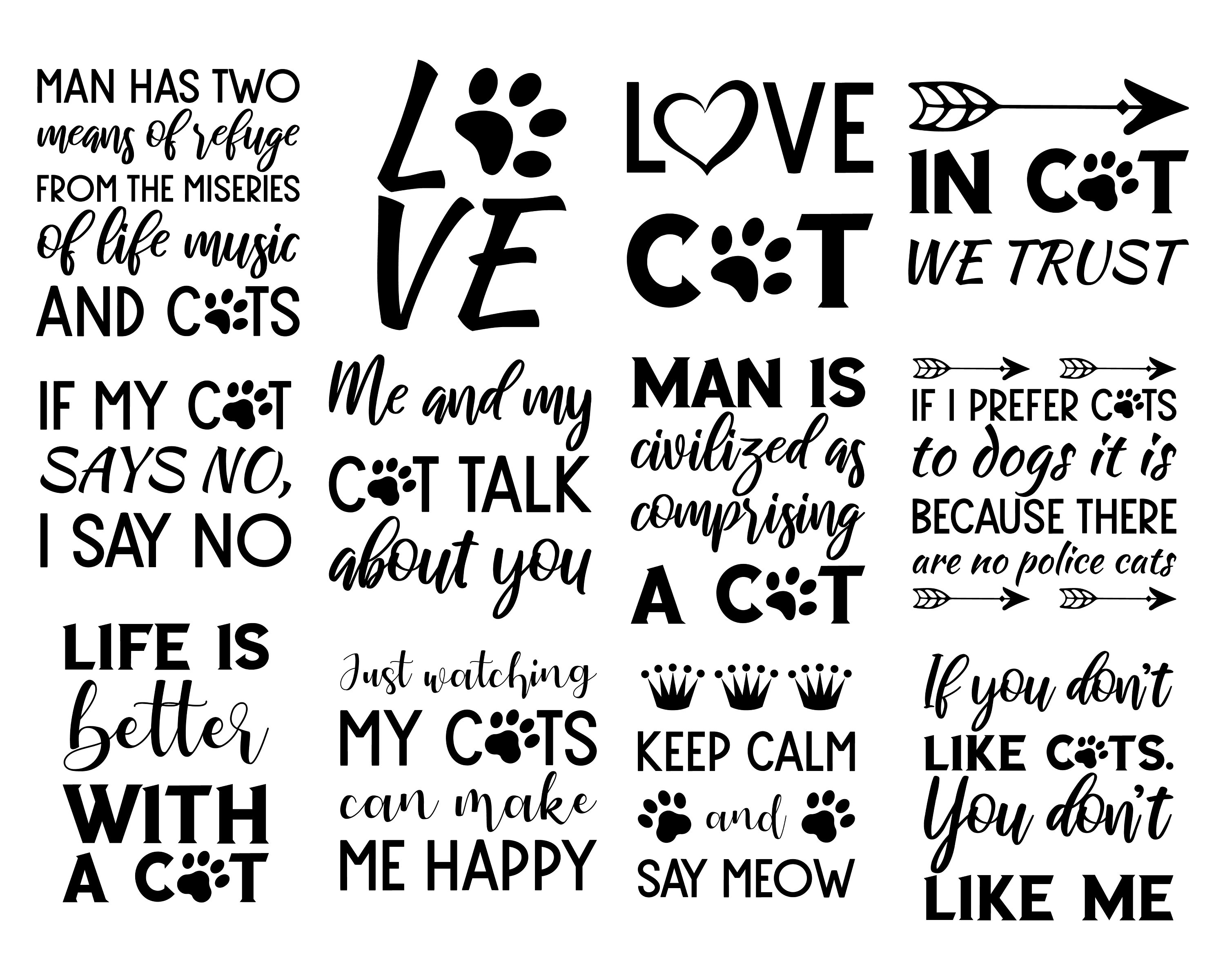 100 SVG Cat Quotes. Cats Lover, Cat Mom, Dad. Fuhr Mom Bundle. Funny Pets  and Kitten Sayings SVG, Png. Cricut, Commercial Use. Cut Files. - Etsy, image size:3000x2400