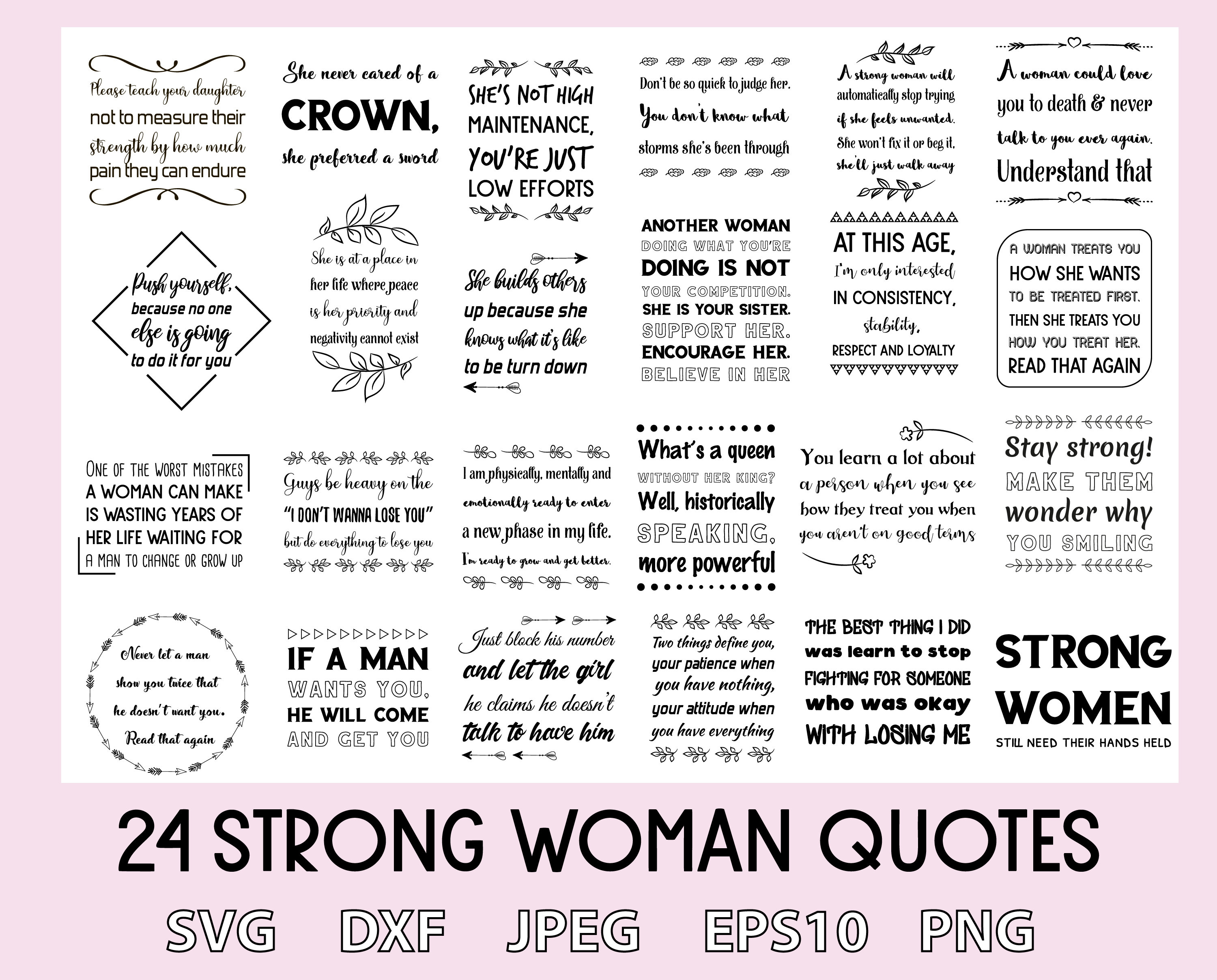 Download 24 Strong Woman Felale Strenght Girl Power Svg Quotes Etsy