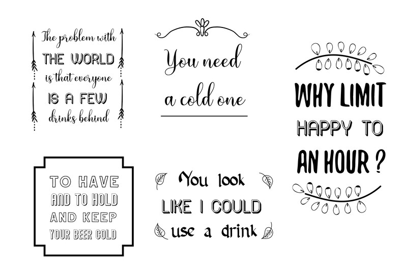 20 SVG Quote Sayings About Alcohol Drinks Beer and Liquor. Set Bundle