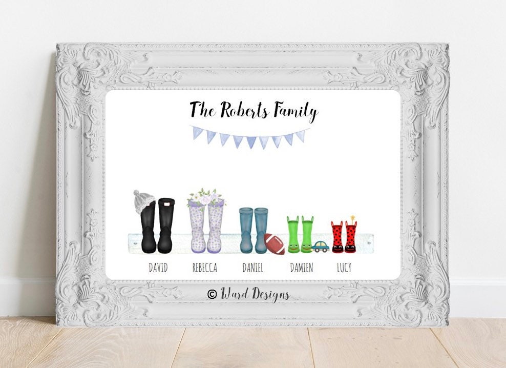 Download Personalized Family Wellies Print Custom Printable Wall Art Mothers Day Gift Welly Boot Family Portrait Art Collectibles Digital Prints Delage Com Br