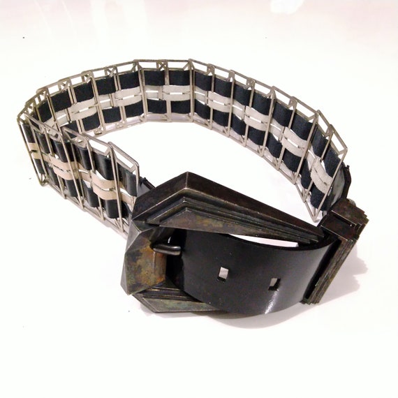 Vintage Balmain Art Deco Style Chain and Leather B