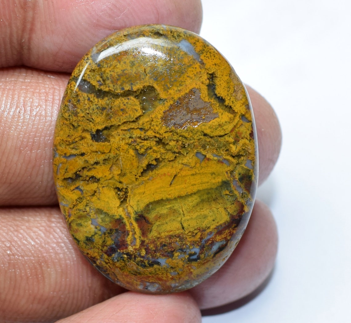 Designer 42 Carat Natural Yellow Moss Agate Cabochon Loose | Etsy