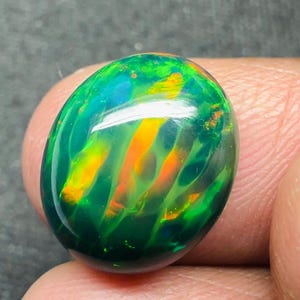 Natural Ethiopian Welo Smoked Black Opal – 5.50 Ct Cabochon Loose Gemstone 15x12x6.5mm