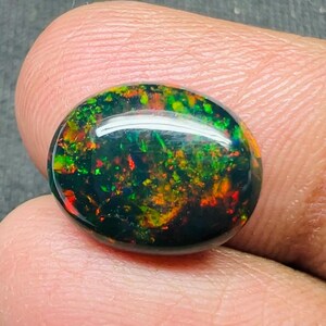 Natural Ethiopian Welo Smoked Black Opal – 3.80 Ct Cabochon Loose Gemstone 14.5x11.5x4.5mm