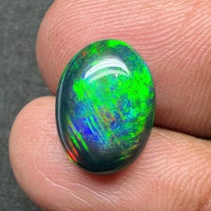 Natural Ethiopian Welo Opal Cabochon 3.70 Ct – Smoked Black Opal Loose Gemstone 14.5x10.5x4.5mm