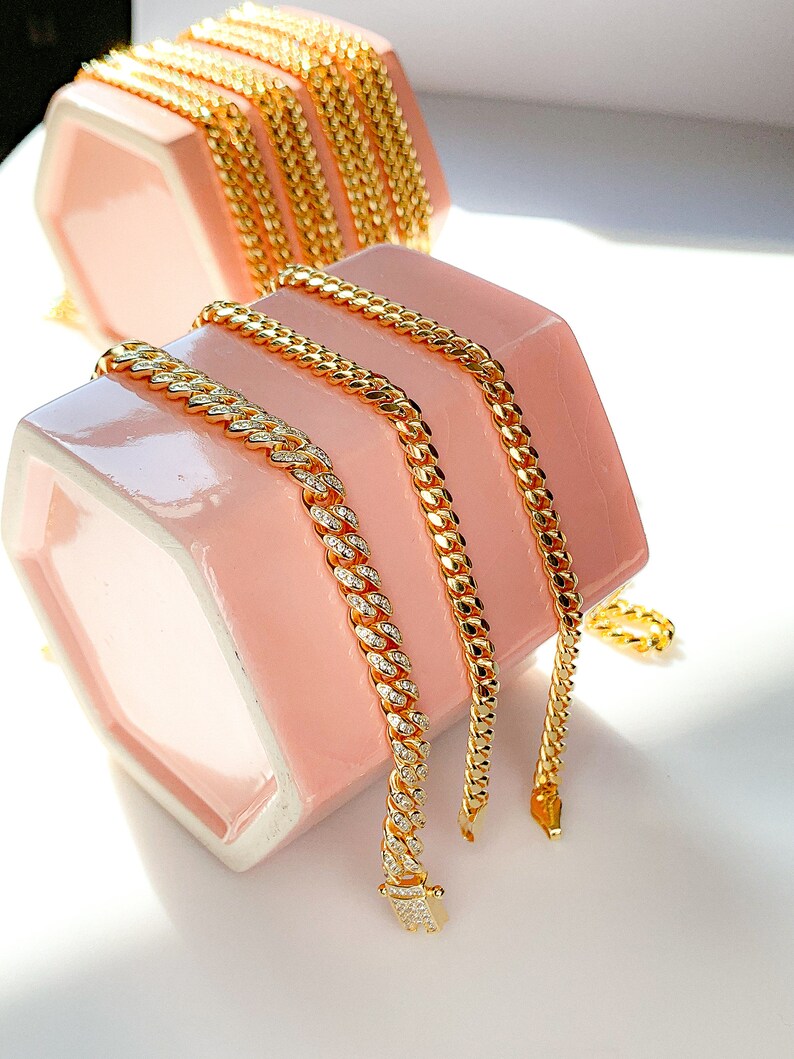 Vermeil Cuban Link Chain Cuban Link Necklace Heavy Chain Mens Chain Necklace 5mm Miami Cuban Link Vermeil Cuban Link