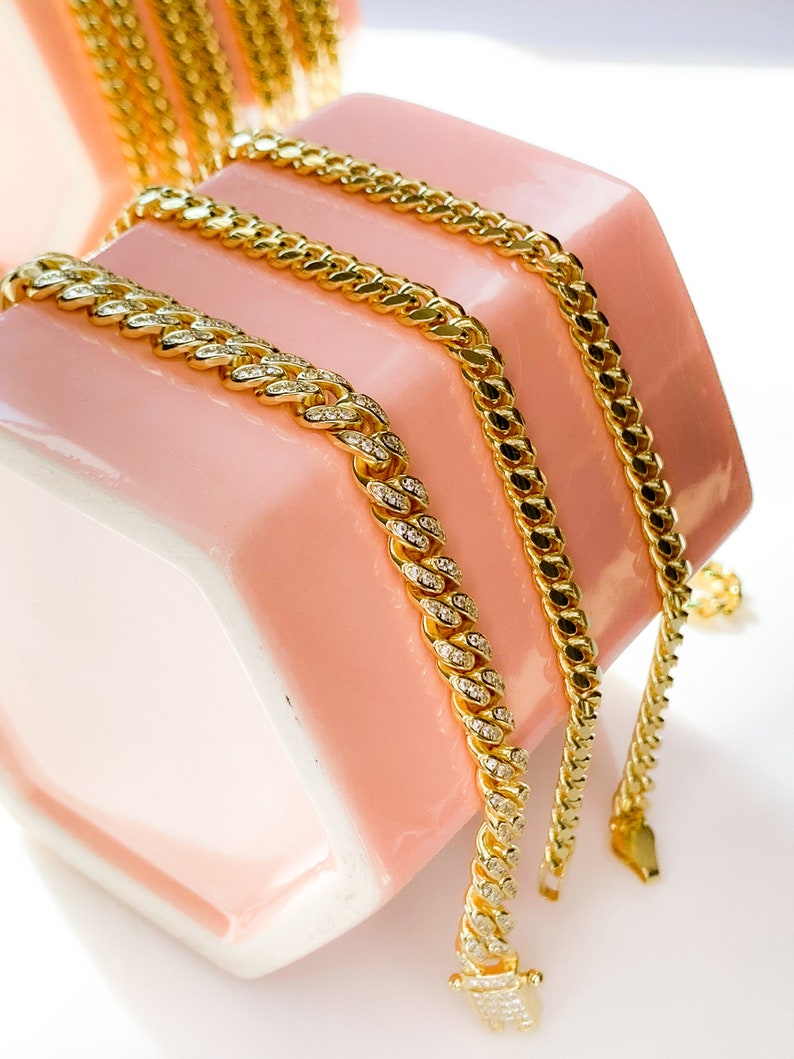Vermeil Cuban Link Chain Cuban Link Necklace Heavy Chain Mens Chain Necklace 5mm Miami Cuban Link Vermeil Cuban Link