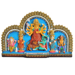 Escultura de Maa Durga Mata, estatua, ídolo, diosa única, deidad, murti, figura de adoración, hecha a mano, pieza de exhibición religiosa hindú, regalos, puja