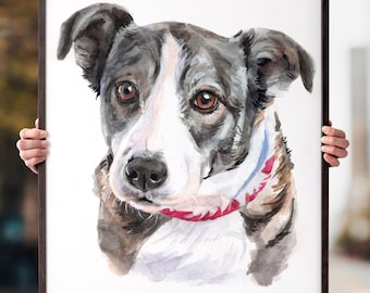 Pet Portrait from Photo, MOM Gift, Pet Portrait, Custom Dog Portrait, Watercolor Pet, Personalized Dog, Dog Painting, Dog Watercolor Art
