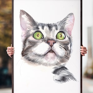 Custom Cat Painting, Mother&#39;s Day Gift, Cat Portrait, Custom Pet Painting,  Memorial Cat, Portrait From Photo, Cat Loss Gift, Cat Art