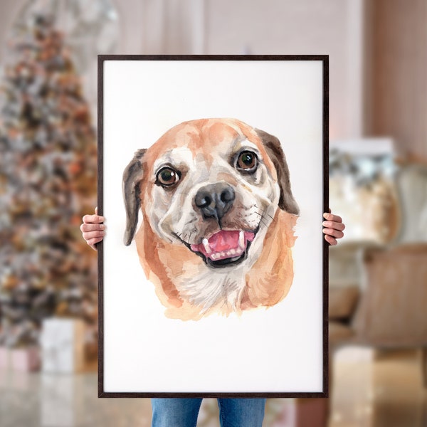 Pet Painting, Сhristmas Gift, Dog Portrait, Pet Portrait, Peekaboo Portrait, Personalized Dog Gift, Pet Holiday Gift