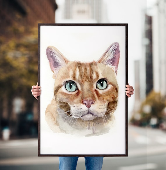 Custom Cat Portrait, Pet Portrait, Cat Mom Gift, Custom Portrait, Pet Watercolor, Personalized Cat, Custom Cat Painting, Cat Painting