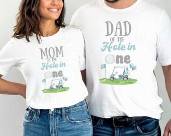 T-shirt d'anniversaire « Hole in One » de golf | Chemises familiales assorties pour le premier anniversaire | Golf Maman Papa Sœur Frère | T-shirts 1er anniversaire