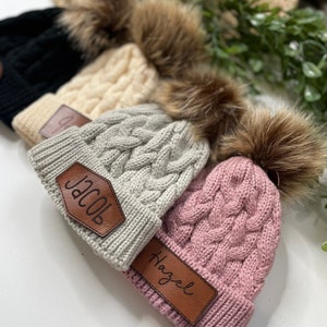 Custom Baby pom  Hat, Custom Name Winter Hat, Winter Hat, Custom Knit Hat, Girl Hat Pom Pom
