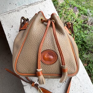 Vintage Dooney & Bourke Beige Canvas Logo Backpack with Cream Leather Trim Beige Dooney Bourke - Etsy main image 2