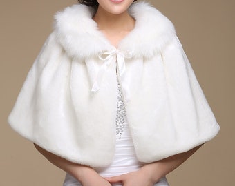 AMLLY Womens Luxury Bridal Faux Fur Shawl Wraps Cloak Coat Sweater Cape AMLLY Womens Luxury Bridal Faux Fur Shawl Wraps Cloak Coat Sweater Cape