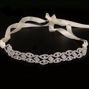 Handmade Vintage Style Silver Rhinestone Bridal Hairband Headband