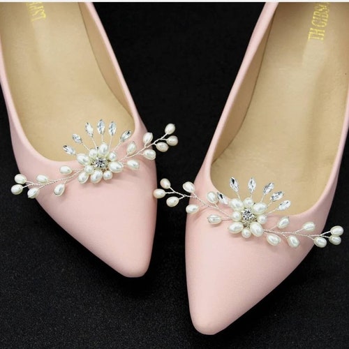 Pair of Pearl & Rhinestone Spray Bridal Wedding Shoe Clip - Etsy