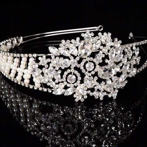 Luxury Vintage Style Crystal Flower & Faux Pearl Bridal | Etsy UK