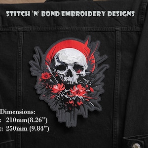 Skull and Flowers Iron-on Embroidery Patch