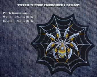 Steampunk Arachnid, Iron-on embroidered patch