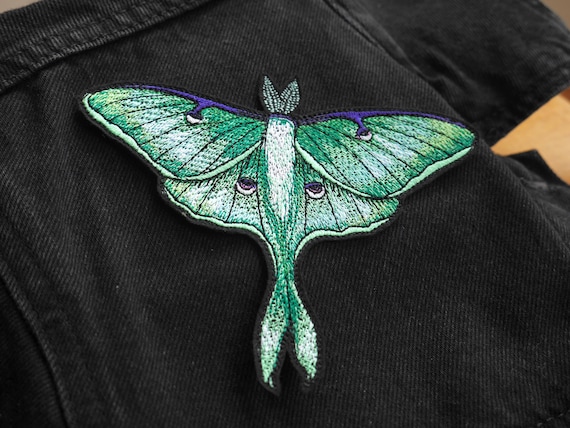 Beautiful Luna Moth, Iron-on, Sew-on Embroidery Patch