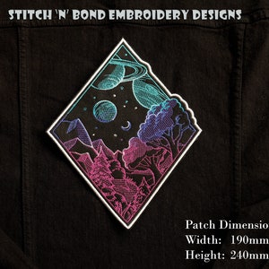 Space Landscape Iron on, Sew on embroidered patch