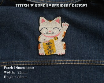 Chinese Lucky Cat Iron on Embroidery Patch