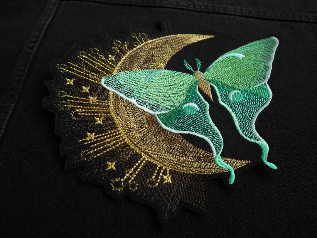 Celestial Luna Moth and Moon Iron-on, Sew-on Embroidery Patch - Etsy