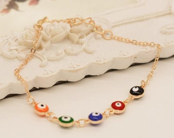 Evil Eye Bracelet/Anklet, Hand of Fatima, Beaded Bracelet, Christmas Gift, xmas gift idea