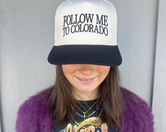 Gorra de béisbol de lona negra y natural Follow Me To Colorado