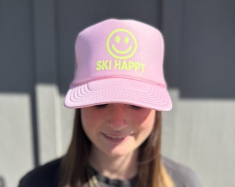 Ski Happy - Pink Trucker Hat