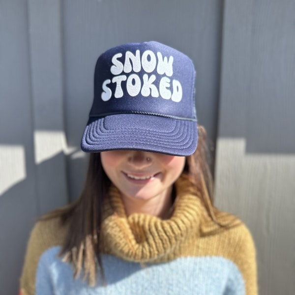 SNOW STOKED - Navy Trucker hat