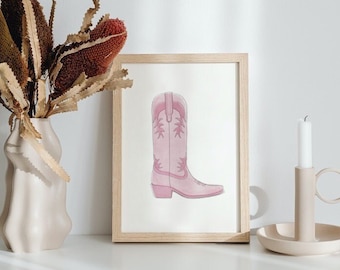 Coastal Cowgirl Boots Print | Digital Download Art | Coastal Cowgirl | Cowboy Boots Illustration | Wall Art