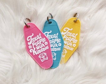 Treat People With Kindness keychain - motel style keychain -70s style keychain- Different color keychain- Christmas gift- Christmas Keychain