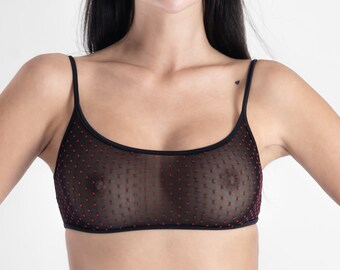 Bralette en maille - Pois rouges exquis