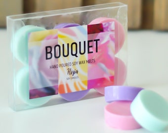 Bouquet: 100% Soy Wax Melt Floral Collection | Hand Poured, Assortment of Aromatically Scented Melts