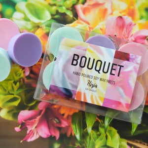 Bouquet: 100% Soy Wax Melt Floral Collection Hand Poured, Assortment of Aromatically Scented Melts image 2