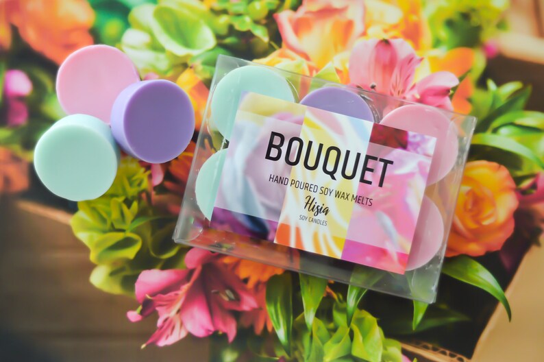 Bouquet: 100% Soy Wax Melt Floral Collection Hand Poured, Assortment of Aromatically Scented Melts image 2